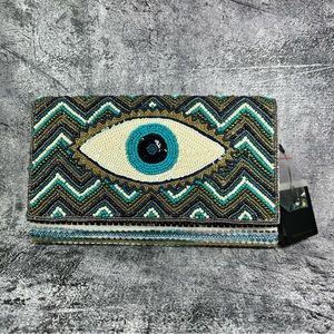 ♥ Bead & Sequin Embellished Evil Eye Convertible Clutch Crossbody w/ Strap ♥